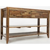 Beacon Street Sofa Table in Warm Wood Finish with Slatted Shelf